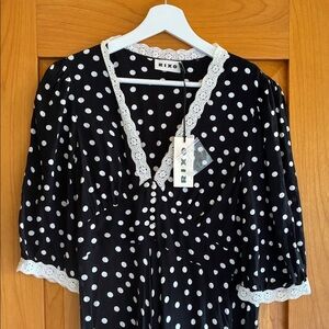 RIXO Black and White Polka Dot Dress